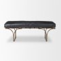 69061 - Jessie 55L x 16W Black Leather Seat W/Gold Metal Base Accent Bench