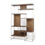 69104 - Morris III 47.25 X 15 X 75.5  Brown Wood and Silver Metal Frame 6 Shelf Shelving Unit