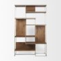 69104 - Morris III 47.25 X 15 X 75.5  Brown Wood and Silver Metal Frame 6 Shelf Shelving Unit