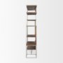 69104 - Morris III 47.25 X 15 X 75.5  Brown Wood and Silver Metal Frame 6 Shelf Shelving Unit