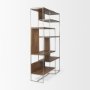 69104 - Morris III 47.25 X 15 X 75.5  Brown Wood and Silver Metal Frame 6 Shelf Shelving Unit