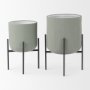 70053 - Mabel Set of Two 15.4 x 24.8  Green Top W/ Black Iron Base Plant Stands 