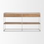 69102 - Morris I 63L x 15W x 31H Brown Wood w/ Silver Metal Frame 2 Drawer Console Table