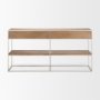 69102 - Morris I 63L x 15W x 31H Brown Wood w/ Silver Metal Frame 2 Drawer Console Table