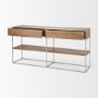 69102 - Morris I 63L x 15W x 31H Brown Wood w/ Silver Metal Frame 2 Drawer Console Table