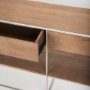 69102 - Morris I 63L x 15W x 31H Brown Wood w/ Silver Metal Frame 2 Drawer Console Table