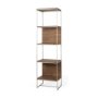 69103 - Morris II 19.75 x 15 x 72.5 Brown Wood and Silver Metal Frame 4 Shelf Shelving Unit
