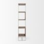 69103 - Morris II 19.75 x 15 x 72.5 Brown Wood and Silver Metal Frame 4 Shelf Shelving Unit