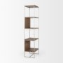 69103 - Morris II 19.75 x 15 x 72.5 Brown Wood and Silver Metal Frame 4 Shelf Shelving Unit