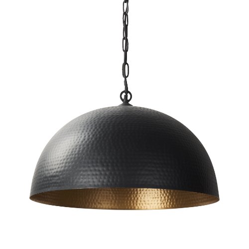 70057 - Karina 24" Round Matte Black Hammered Metal Dome Pendant Light 