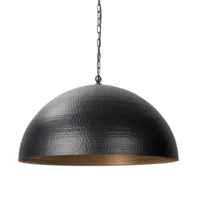 70058 - Karina 36" Round Matte Black Hammered Metal Dome Pendant Light 