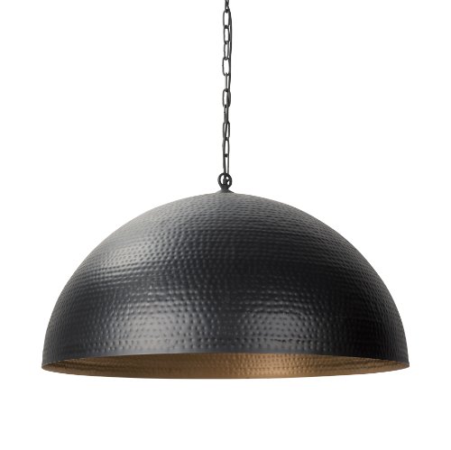 70058 - Karina 36" Round Matte Black Hammered Metal Dome Pendant Light 