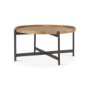 70061 - Marquisa 34.25" Round Small Brown Wood w/ Black Metal Coffee Table