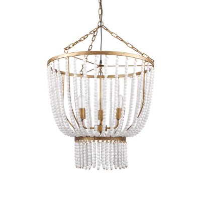 70368 - Rhone Gold Metal and Wood Beaded Chandelier