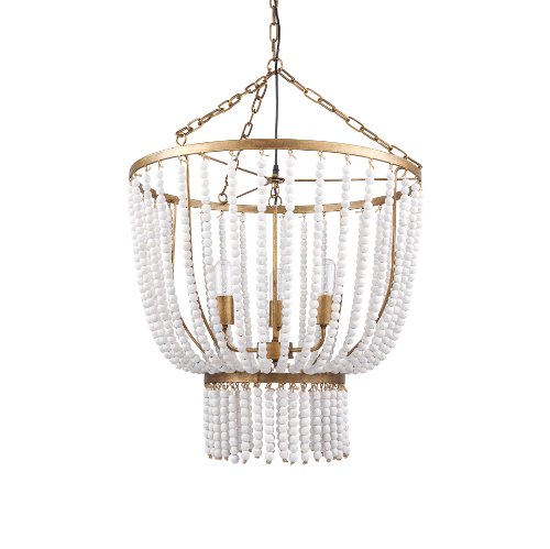 70368 - Rhone Gold Metal and Wood Beaded Chandelier