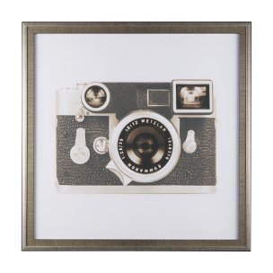 Retro Camera II by Mercana Studio a Hand Embellished Textured Framed Photo Art Print Matted under Gl