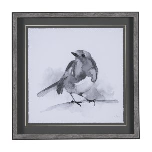 Robin BW I by Mercana Studio a Hand Embellished Textured Framed Art Print Matted under Glass