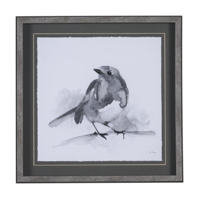 14209 - Robin BW I by Mercana Studio a Hand Embellished Textured Framed Art Print Matted under Glass