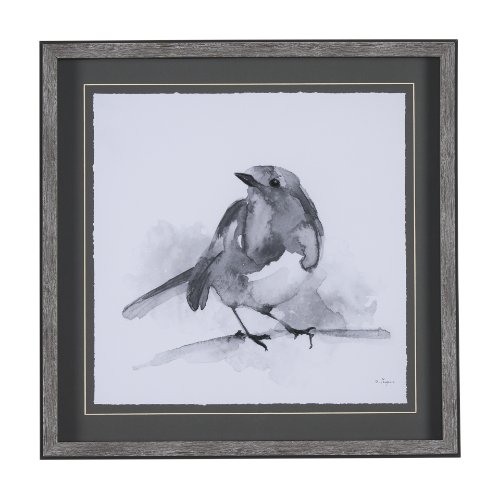 14209 - Robin BW I by Mercana Studio a Hand Embellished Textured Framed Art Print Matted under Glass