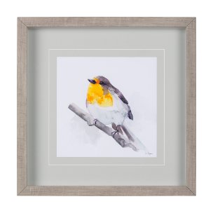 Robin I by Mercana Studio a Hand Embellished Textured Framed Art Print Matted under Glass