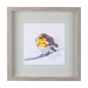 Robin III by Mercana Studio a Hand Embellished Textured Framed Art Print Matted under Glass