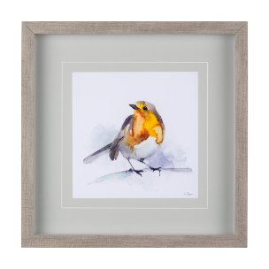 Robin IV by Mercana Studio a Hand Embellished Textured Framed Art Print Matted under Glass