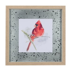 Cardinal I by Mercana Studio a Hand Embellished Textured Framed Art Print Matted under Glass