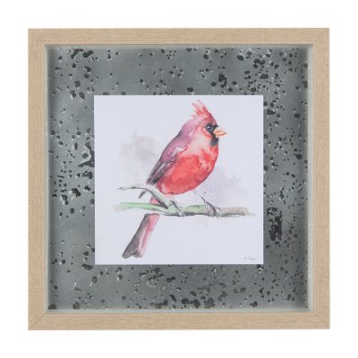 14235 - Cardinal II by Mercana Studio a Hand Embellished Textured Framed Art Print Matted under Glass