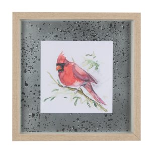 Cardinal III by Mercana Studio a Hand Embellished Textured Framed Art Print Matted under Glass