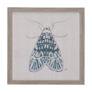 Moth Blue I by Mercana Studio a Hand Embellished Textured Framed Art Print