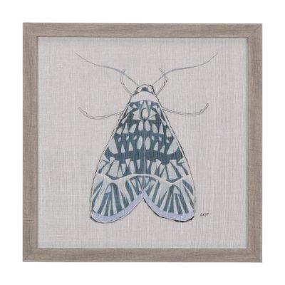 14308 - Moth Blue I by Mercana Studio a Hand Embellished Textured Framed Art Print