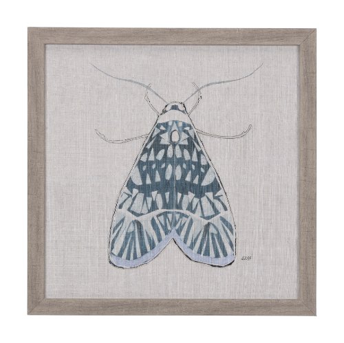 14308 - Moth Blue I by Mercana Studio a Hand Embellished Textured Framed Art Print