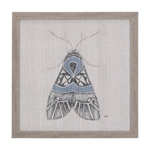 Moth Blue II by Mercana Studio a Hand Embellished Textured Framed Art Print