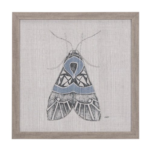14309 - Moth Blue II by Mercana Studio a Hand Embellished Textured Framed Art Print