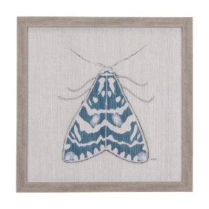 Moth Blue III by Mercana Studio a Hand Embellished Textured Framed Art Print