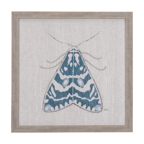 14310 - Moth Blue III by Mercana Studio a Hand Embellished Textured Framed Art Print