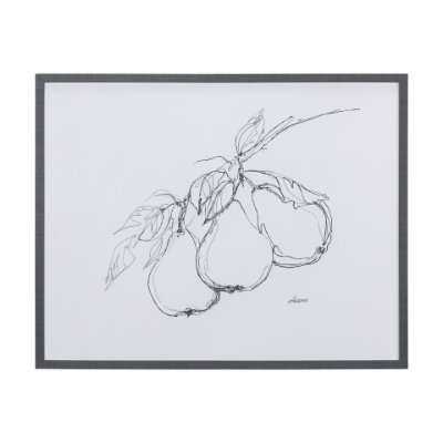 14339 - Fruit Sketch Pear by Mercana Studio a Hand Embellished Textured Framed Art Print