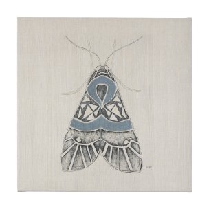 Moth Blue II by Mercana Studio a Hand Embellished Textured Canvas