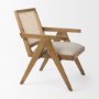 69933 - Donna Light Brown Wood Cane-Back w/ Beige Upholstered Seat Dining Chair