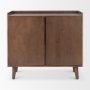 69945 - Lillie 36.0L x 16.0W x 32.0H Medium Brown Wood 2 Door Tray Top Accent Cabinet 