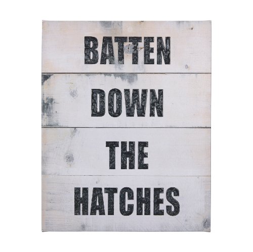 102183-L - Batten Down The Hatches  by Mercana Studio a Hand Embellished Textured Canvas