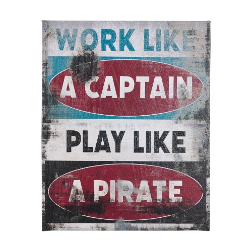 102184-L - Work Like a Captain by Mercana Studio a Hand Embellished Textured Canvas