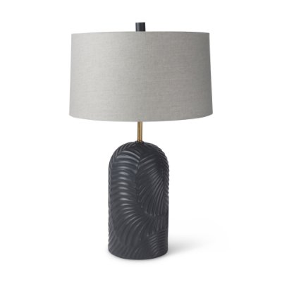 69704 - Quinn 18.0L x 18.0W x 28.8H Navy Base W/Beige Fabric Shade Table Lamp