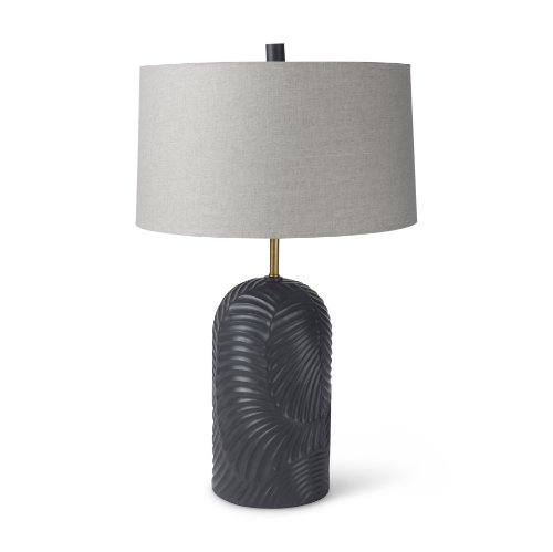 69704 - Quinn 18.0L x 18.0W x 28.8H Navy Base W/Beige Fabric Shade Table Lamp