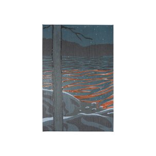 Sea bay at nitght I by Mercana Studio a Hand Embellished Textured Canvas