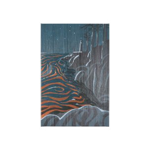 Sea bay at nitght III by Mercana Studio a Hand Embellished Textured Canvas