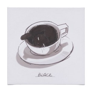 Coffee Cat I by Mercana Studio a Hand Embellished Textured Canvas