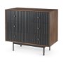 69755 - Grace 35.5L x 18.0W x 31.0H Medium Brown Wood W/Black Metal Frame 3 Drawer Accent Cabinet