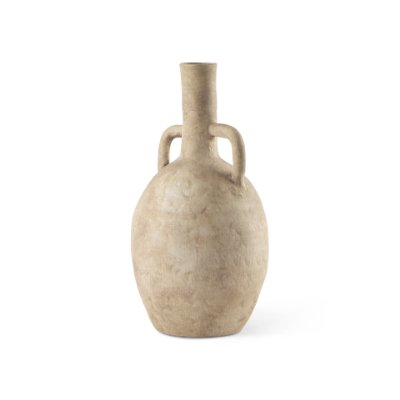 69805 - Zenni 6.1L x 6.1W x 12.0H Warm Beige Ceramic Vase