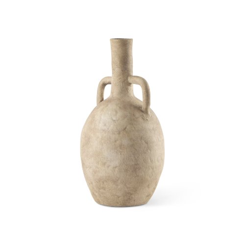 69805 - Zenni 6.1L x 6.1W x 12.0H Warm Beige Ceramic Vase